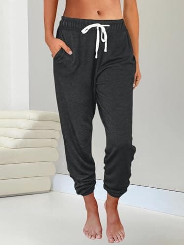 AUTOMET Sweatpants Women with Pockets Lounge Pajama Pants Work Joggers Fall Clothes Winter Business Casual Outfits 2025 BlackGrey S - Image 6