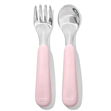 OXO Tot Fork and Spoon Set - Blossom - Image 1
