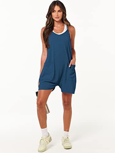 ANRABESS Womens Rompers Summer Casual Loose Sleeveless Overalls Spaghetti Strap Shorts Jumpsuit 2025 Beach Vacation Outfits Medium - Image 7