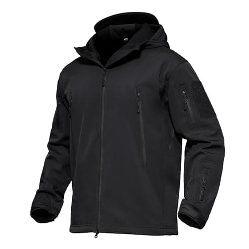 MAGCOMSEN Men's Jacket Tactical Performance Waterproof Softshell Jackets Fleece Lined Ski Snow Winter Windbreaker Black L - Image 1