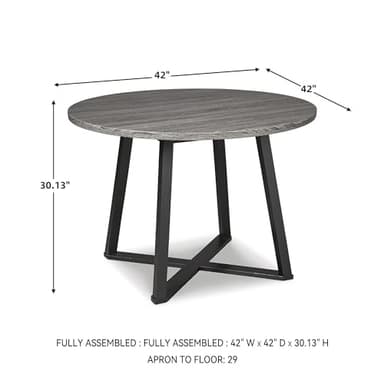 Signature Design by Ashley Centiar Mid Century Round Dining Room Table with Metal Legs, Gray & Black - Image 8