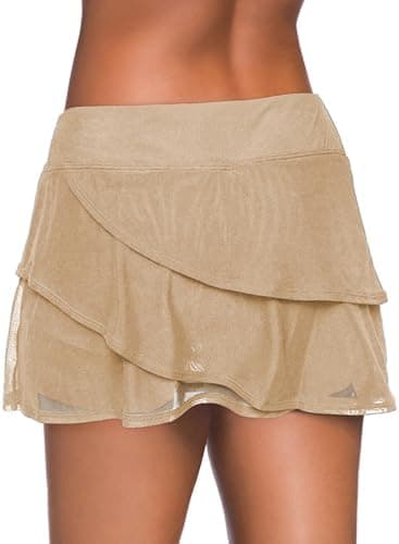 Aleumdr Women's Waistband Layered Swimdress Ruffle Swim Skirt Swimsuit Bottom(Available in Plus - Image 4