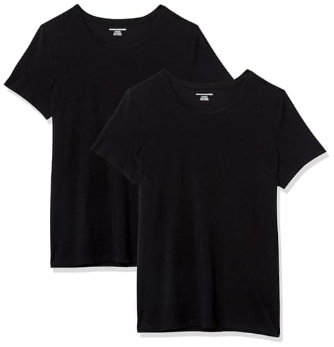 Amazon Essentials Women's Regular-Fit Short-Sleeve Crewneck T-Shirt, Pack of 2, Black, X-Large - Image 1