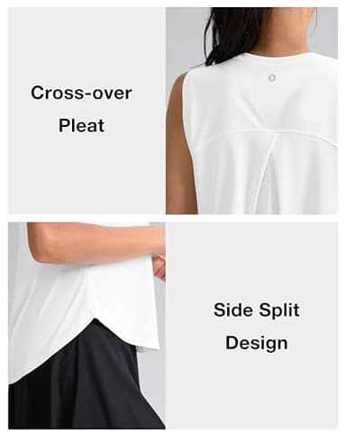 SANTINY Women's Sleeveless Workout Tops Breathable Lightweight Active Tennis Yoga Shirts Athletic Running Tank Tops for Women (White_L) - Image 4