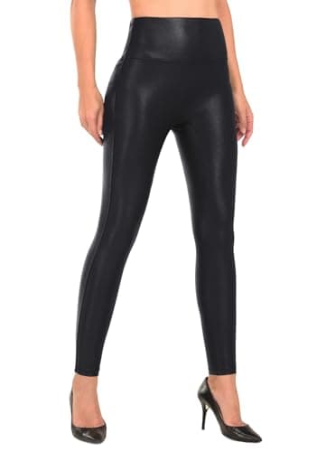 RUFIYO Faux Leather Leggings for Women High Waisted Leather Pants Pleather Leggings Tummy Control Black Medium - Image 1