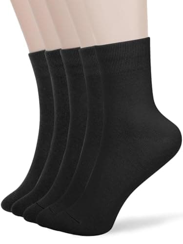 FGZ Womens Thin Cotton Socks, Casual Soft Cotton Socks Women Above Ankle Crew Socks 5 Pairs (9-11, Black) - Image 1