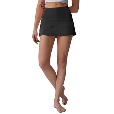 Husnainna High Waisted Pleated Tennis Skirt with Pockets Athletic Golf Skorts for Women Casual Workout Built-in Shorts 018BZQ-Black/d8 - Image 5
