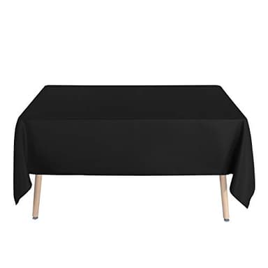 sancua Rectangle Tablecloth - 60 x 84 Inch - Stain and Wrinkle Resistant Washable Polyester Table Cloth, Decorative Fabric Table Cover for Dining Tables, Buffet Parties and Camping, Black - Image 8