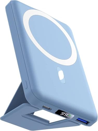 AOGUERBE Magnetic Power Bank, 10000mAh Foldable Wireless Portable Charger with USB-C Cable LED Display, for Mag-Safe Battery Pack 22.5W PD Fast Charging for iPhone 16/15/14/13/12 Pro/Pro Max/Plus/Mini - Image 1