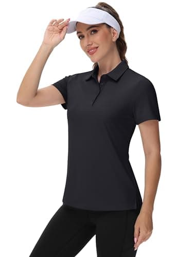 TACVASEN Women's Polo Short Sleeve UPF 50+ Sun Shirt Quick Dry Golf Athletic Casual Work Shirt Black - Image 4