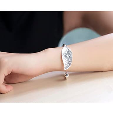 Sterling Silver Bangle Bracelets for Women, Mothers Day Gifts for Mom, Handmade Cuff Bracelet Jewelry, Birthday Gifts for Women (Silver-7) - Image 4