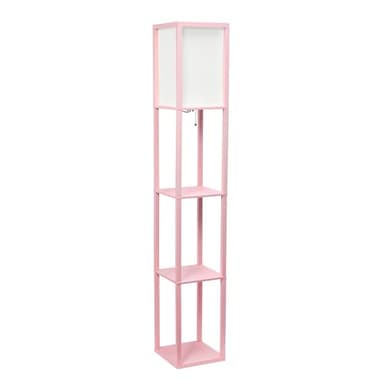 Simple Designs LF1014-LPK Etagere Organizer Storage Shelf Linen Shade Floor Lamp, Light Pink - Image 5