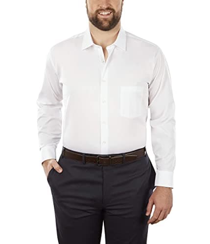 Van Heusen men's Tall Fit Flex Collar Stretch Solid (Big and Tall) Dress Shirt, White, 17.5 Neck 35 -36 Sleeve X-Large US - Image 1