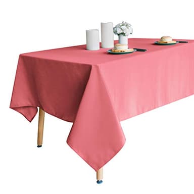 Obstal 210GSM Rectangle Table Cloth, Water Resistance Microfiber Tablecloth, Decorative Fabric Table Cover for Outdoor and Indoor Use (Coral Red, 60 x 102 Inch) - Image 1