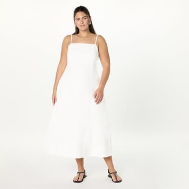 The Drop Women’s Daphne Square Neck Linen Maxi Dress, White, S - Image 5