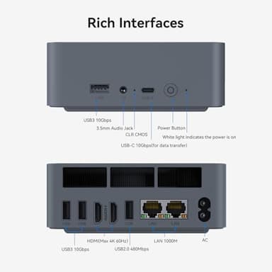 Beelink EQI12 Mini PC,Intel 12th Gen Core i5-1235U (10C/12T,up to 4.4GHz),Mini Computer with 32GB DDR4-3200MHz RAM 500GB M.2 2280 PCle 4.0x4 SSD,4K Dual Screen Display/Dual LAN/USB3.0/WiFi6/BT5.2 - Image 6