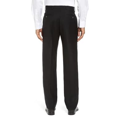 Mens Classic Fit Flat Front Hidden Expandable Waist Dress Pants No Iron Suit Pants(Black,32W30L) - Image 2