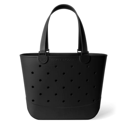 Simple Modern Extra-Large Beach Bag | Waterproof Getaway Rubber Tote with Zipper Pocket for Travel, Pool, Boat, Groceries, Sports | Midnight Black - Image 1