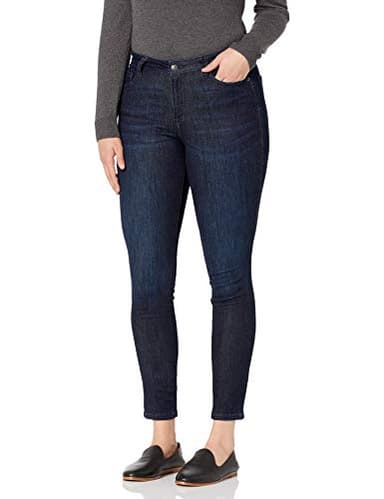 Amazon Essentials Women's Mid Rise Curvy Skinny Jeans - Discontinued Colors, Dark Wash, 14 Short - Image 1