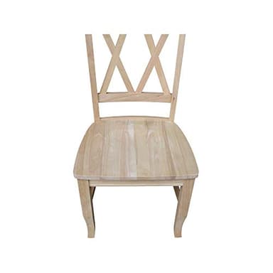 IC International Concepts, Set of 2 Double X-Back Dining Chairs, Armless, Real Wood, Kitchen/Dining/Accent, 19.9"W x 22"D x 41.3"H, 225 Lbs Wt. Capacity, DIY, Paint/Stain In Any Color, Unfinished - Image 10