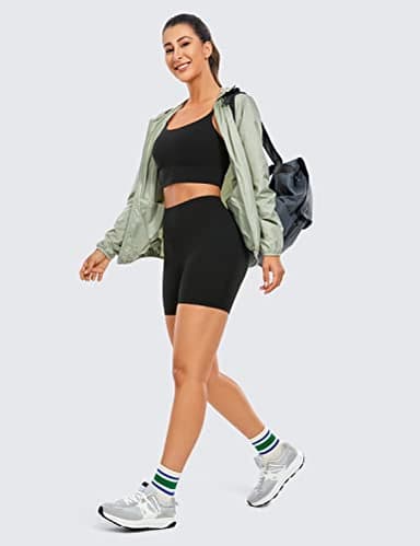 CRZ YOGA Womens Butterluxe Biker Shorts with Pockets 5 Inches - High Waisted Volleyball Workout Athletic Yoga Black Large - Image 3