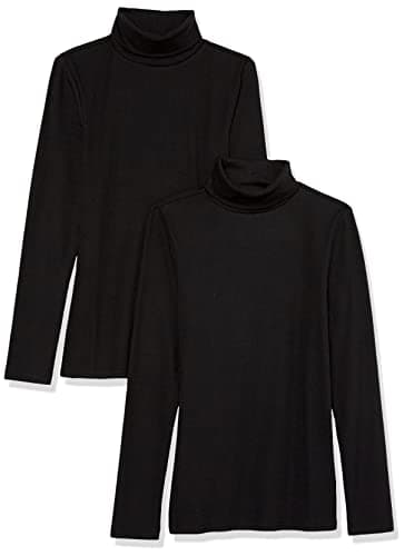 Amazon Essentials Women's Slim-Fit Layering Long Sleeve Knit Rib Turtleneck Top (Available in Plus Size), Pack of 2, Black, XX-Large - Image 1