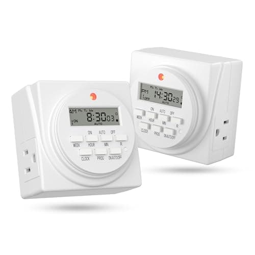 BN-LINK 7-Day Heavy Duty Digital Programmable Timer, 120V, 60Hz, Dual Outlet forLight, ETL Listed (2-Pack) - Image 1