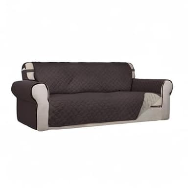 PureFit Reversible Quilted Sofa Cover, Water Resistant Slipcover Furniture Protector, Washable Couch Cover with Non Slip and Elastic Straps for Kids, Dogs, Pets (Sofa, Chocolate/Beige) - Image 8