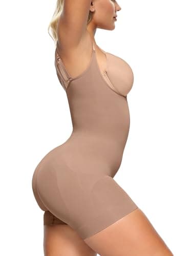 SHAPERX Open Bust Shapewear Tummy Control Bodysuits for Women Seamless Compression High Waisted Body Shaper, SZ5258-Sienna-L/XL - Image 3