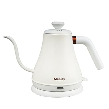 Mecity Electric Kettle Stainless Steel Gooseneck Water Kettle Water Boiler for Pour Over Coffee Fast Heating, Auto Shut Off, 27 fl oz, 1000W, Milk White - Image 1