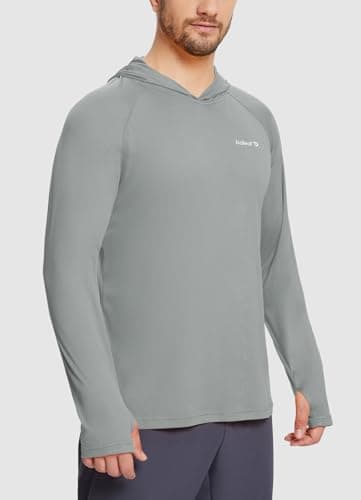 baleaf Men's Sun Protection Hoodie Shirt UPF 50+ Long Sleeve UV SPF T-Shirts Rash Guard Fishing Swimming Lightweight Gray L - Image 6