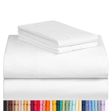 LuxClub 4 PC Queen Sheet Set, Bed Sheets Queen Size, Deep Pockets Wrinkle Free Cooling Bed Sheets Machine Washable Hotel Bedding Silky Soft - White Queen - Image 1