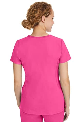 Healing Hands Yoga Scrubs Top for Women Purple Label 2 Pocket V-Neck Women's Scrub Top 2245 Juliet Shocking Pink 2XL - Image 2