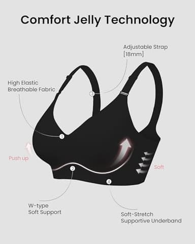 HORISUN Seamless Bra Full Coverage Wireless Bra for Women with Support(Black XL) - Image 5