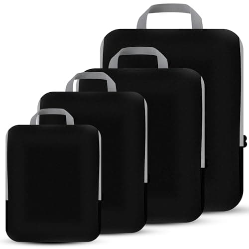 4 Set Compression Packing Cubes Organizers, Black - Image 1