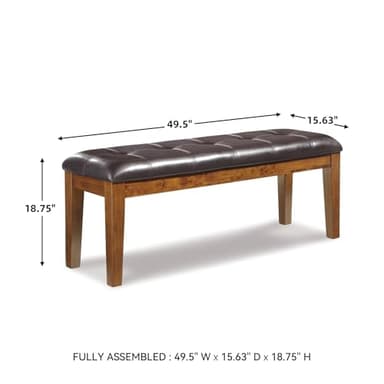 Signature Design by Ashley Ralene Tufted Upholstered Dining Room Bench, Medium Brown - Image 3