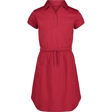 Nautica Girls' School Uniform Short Sleeve Polo Dress, Red Performance, 12-14 - Image 1
