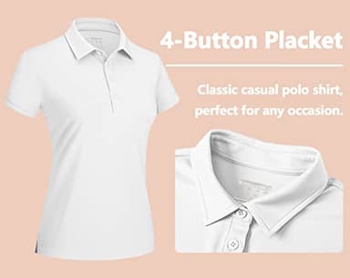 TACVASEN Womens Golf Shirts Short Sleeve Polos for Women Casual Work Shirts Quick Dry Athletic Shirts Summer Sun Shirts White - Image 5