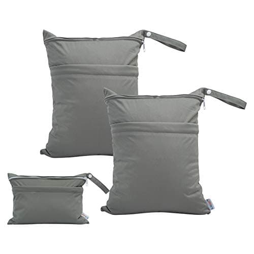 ALVABABY 3pcs Baby Cloth Diaper Wet/Dry Bags|Waterproof Reusable with Two Pockets|Travel, Beach, Pool, Daycare, Soiled Baby Items,Yoga，Gym Bag for Swimsuits or Wet Clothes 3L-B29 - Image 1