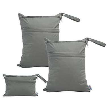 ALVABABY 3pcs Baby Cloth Diaper Wet/Dry Bags|Waterproof Reusable with Two Pockets|Travel, Beach, Pool, Daycare, Soiled Baby Items,Yoga，Gym Bag for Swimsuits or Wet Clothes 3L-B29 - Image 1