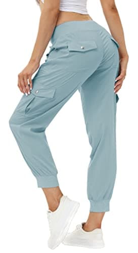 MoFiz Womens Lightweight Hiking Pants with Pockets Quick Dry Athletic Outdoor Summer Travel Casual Sweatpants Cargo Pant for Women Dusty Blue M - Image 1