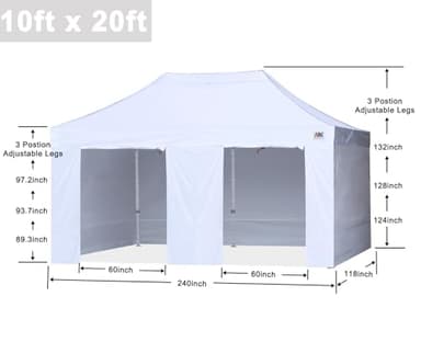 ABCCANOPY Easy Pop Up Canopy Tent with Sidewalls 10X20 Commercial -Series,White - Image 3