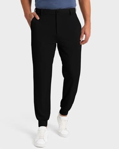SNOWTEN Men's Golf Joggers Pants with 5 Pockets Stretch Fit Work Dress Athletic Jogger Sweatpants for Running Gym Black 2XL - Image 3