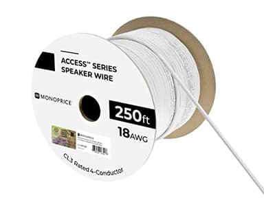 Monoprice Speaker Wire, CL3 Rated, 4-Conductor, 18AWG, 250ft, White - Image 4