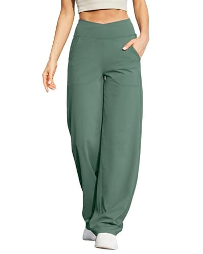 G4Free Pants for Women High Waisted Dress Pants Comfy Workout Leggings Flare Bootcut Pants Tummy Control(Sage Green,M,31") - Image 1