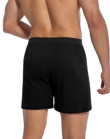 INNERSY Men's Cotton Boxers Loose Fit Breathable Knit Boxer Shorts with Button Fly 4-Pack(4 Black,L) - Image 3