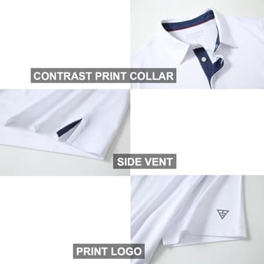 M MAELREG Golf Polo Shirts for Men Short Sleeve Performance Moisture Wicking Quick Dry Casual Collared Men’s Polo Shirts White - Image 4