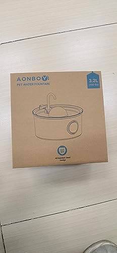 AONBOY Cat Water Fountain with Water Level Window, 108oz/3.2L Cat Fountain Stainless Steel, 6Filters + 3Sponge Filters, Faucet Shape Dog Water Fountain, Double Noise Reduction Design, Multi Filtration - Image 15