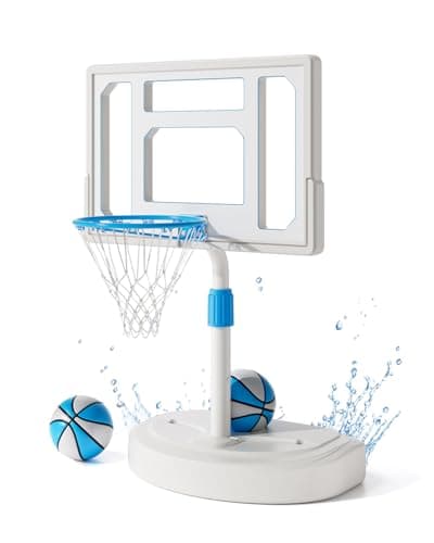 Pool Basketball Hoop Poolside, Stainless Steel Adjustable Swimming Pool Basketball Goal with 32 Inch Shatterproof Backboard, Poolside Water Basketball Hoop, 2 Balls & Pump Included - Image 1