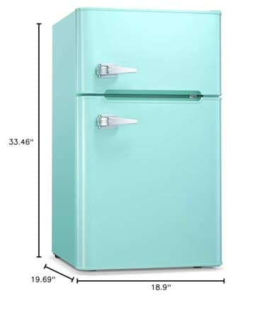 Antarctic Star Compact Mini Refrigerator Separate Freezer, Small Fridge Double 2-Door Adjustable Removable Retro Stainless Steel Shelves Living room/Kitchen/Dorm/Office 3.2 cu ft.Green - Image 8